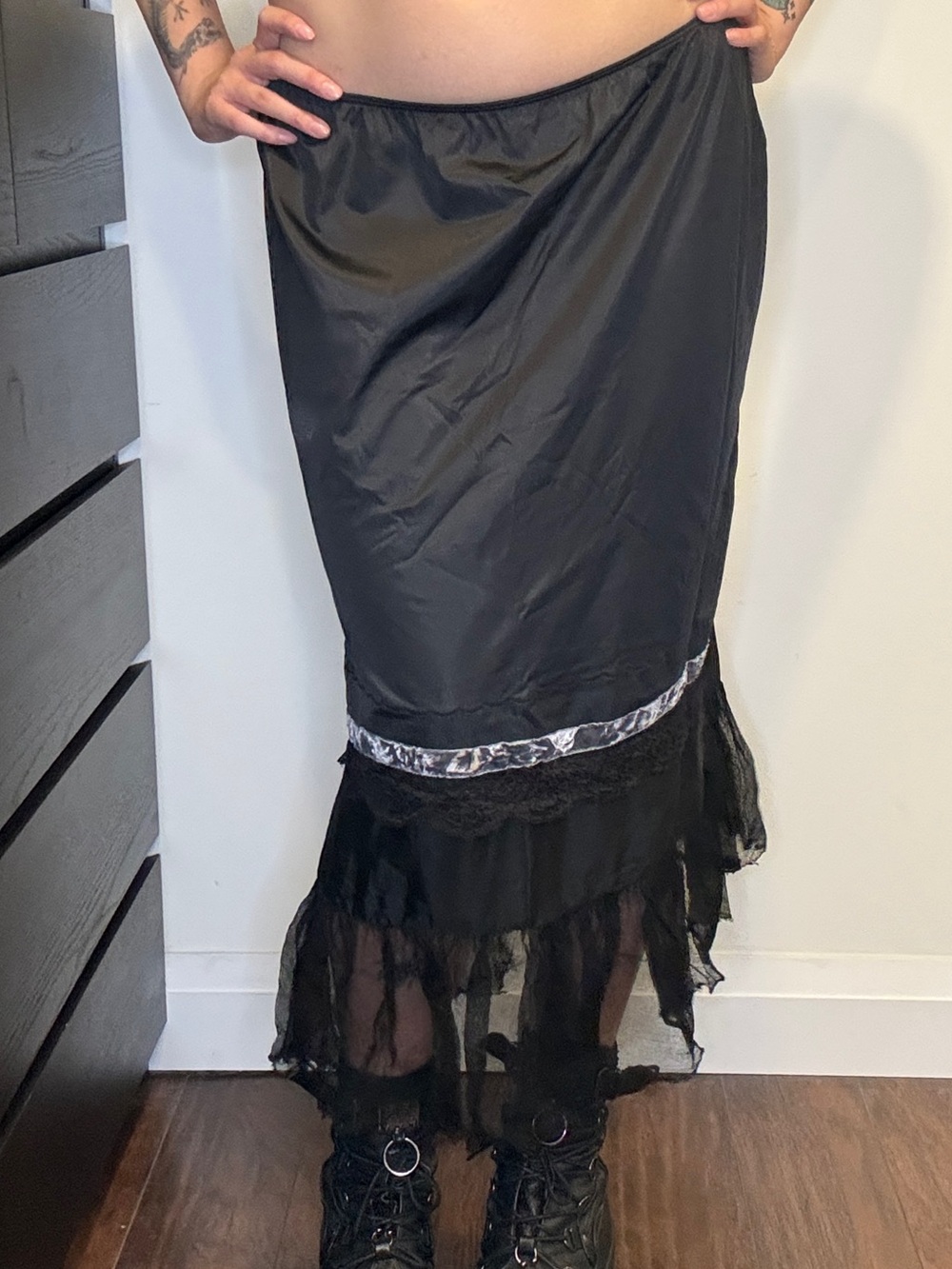 Vintage Sears Slip Skirt with Lace, Tule and Velvet Detailing - Picture 2 of 5